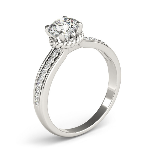 52230-White-2 Side Stone Engagement Ring, Round Shape, in White Gold - 50958