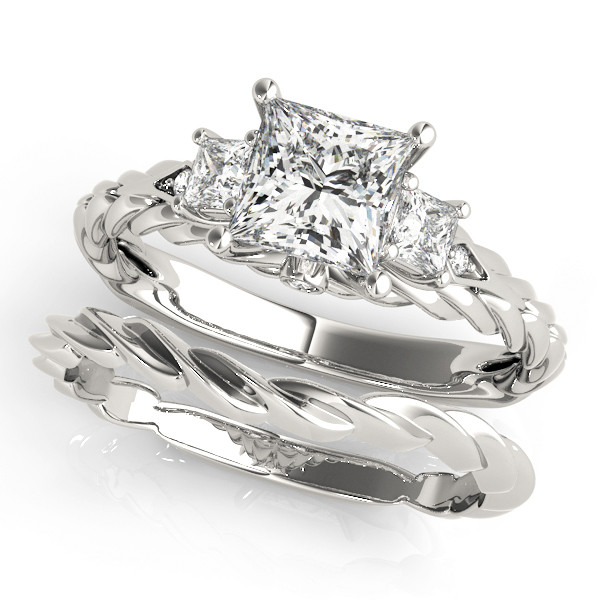 52236-White-2 Vintage Engagement Ring, Square Shape, in Platinum - 50974