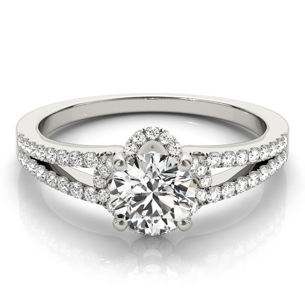 52258-White-2 Halo Engagement Ring, Round Shape, in Platinum - 84818