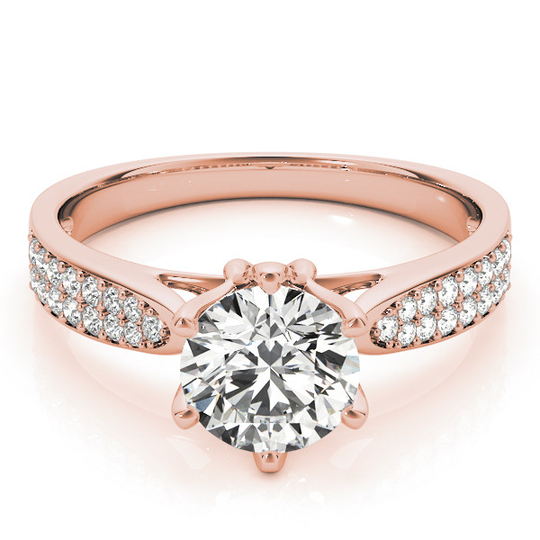 52260-Pink-2 Pave Engagement Ring, Round Shape, in Rose Gold - 84826
