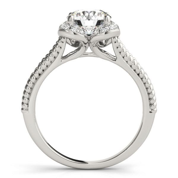 52395-White-1 Halo Engagement Ring, Round Shape, in White Gold - 50966