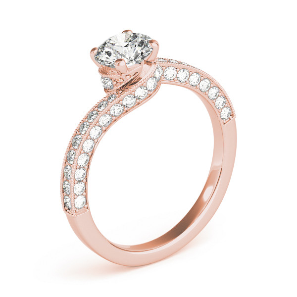 52406-Pink-2 Vintage Engagement Ring, Round Shape, in Rose Gold - 84821