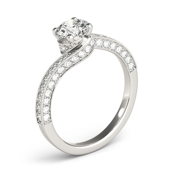 52406-White-2 Vintage Engagement Ring, Round Shape, in White Gold - 84821