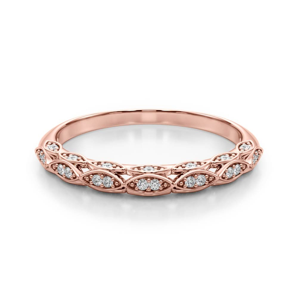 52459-Pink-2 Diamond Wedding Ring, in Rose Gold - 51044