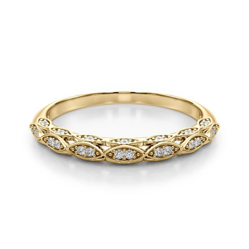 52459-Yellow-2 Diamond Wedding Ring, in Yellow Gold - 51044