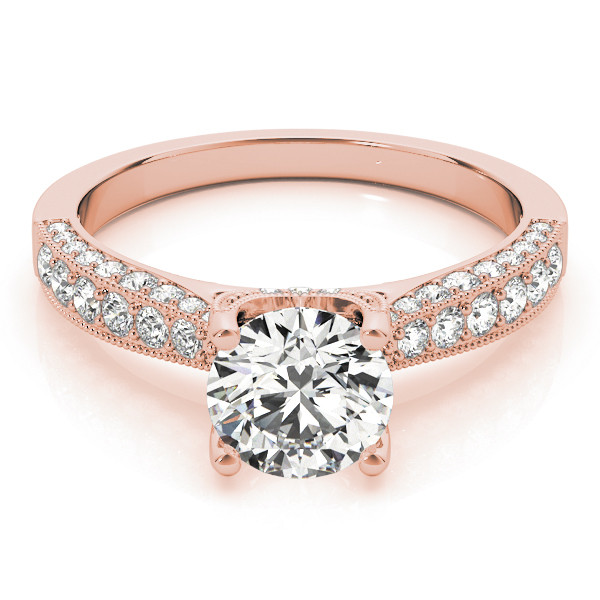 52482-Pink-2 Vintage Engagement Ring, Round Shape, in Rose Gold - 51061