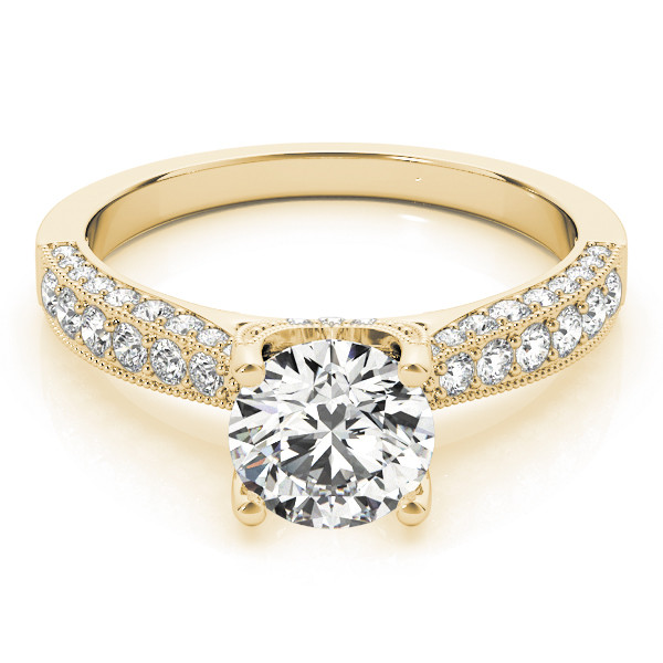52482-Yellow-2 Vintage Engagement Ring, Round Shape, in Yellow Gold - 51061