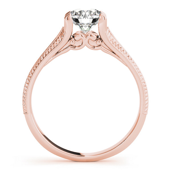 52491-Pink-1 Vintage Engagement Ring, Round Shape, in Rose Gold - 51066