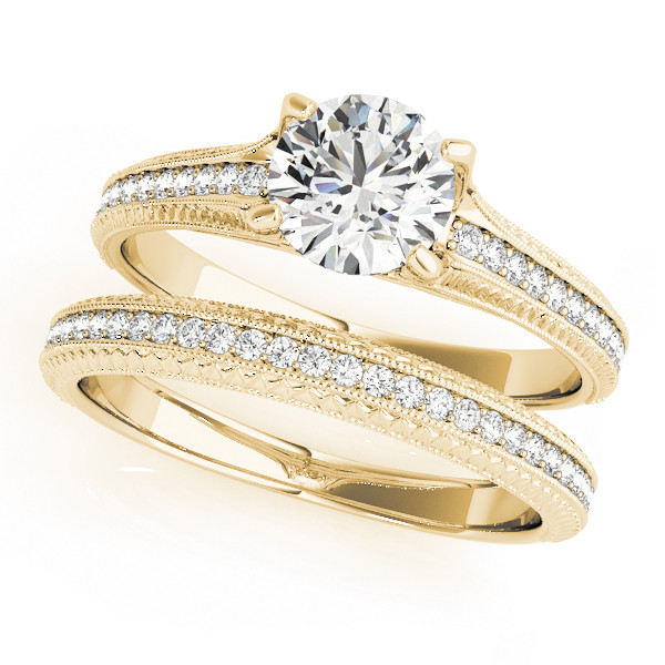 52491-Yellow-2 Vintage Engagement Ring, Round Shape, in Yellow Gold - 51066