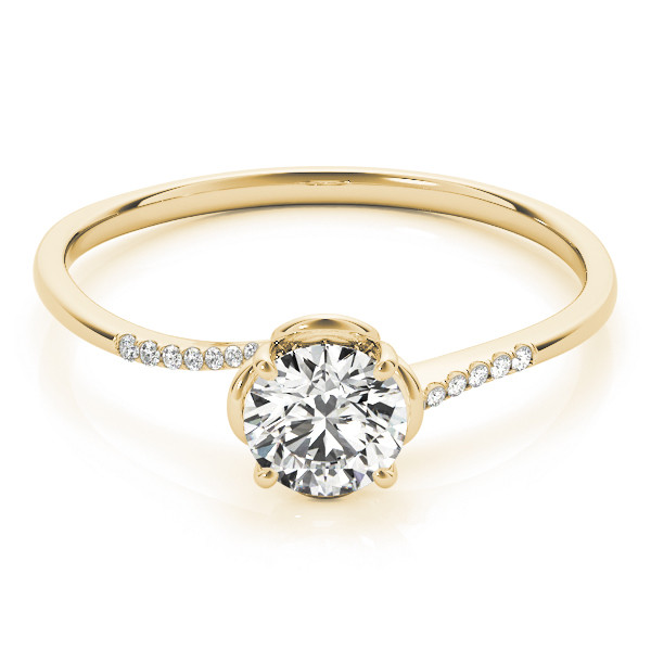 52511-Yellow-2 Side Stone Engagement Ring, Round Shape, in Yellow Gold - 84881
