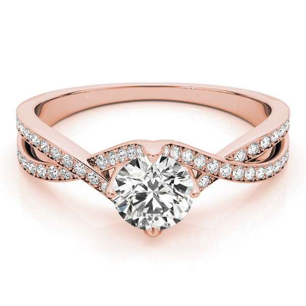 52515-Pink-2 Vintage Engagement Ring, Round Shape, in Rose Gold - 84891