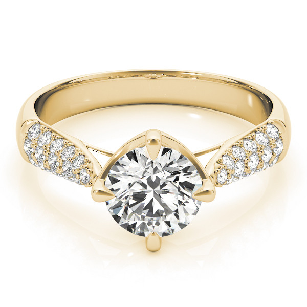 52517-Yellow-2 Pave Engagement Ring, Round Shape, in Yellow Gold - 84894