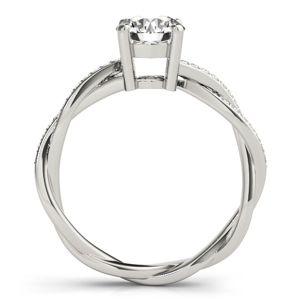 52547-White-1 Side Stone Engagement Ring, Round Shape, in White Gold - 84905