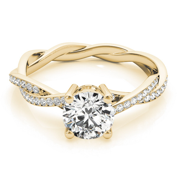 52547-Yellow-2 Side Stone Engagement Ring, Round Shape, in Yellow Gold - 84905