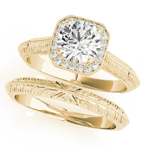 53032-Yellow-2 Halo Engagement Ring, Round Shape, in Yellow Gold - 51046