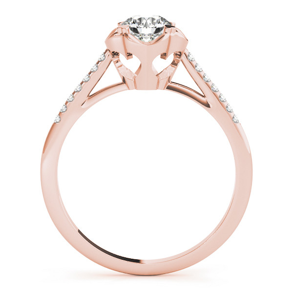 53349-Pink-1 Side Stone Engagement Ring, Round Shape, in Rose Gold - 84878