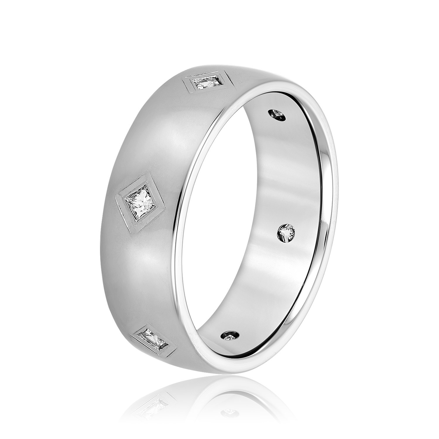 55567-All White-1 Men's Heavy Wedding Band, in Platinum - ND18243H