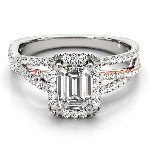 55788-Pink-2 Halo Engagement Ring, Emerald Shape, in Rose Gold - 51020
