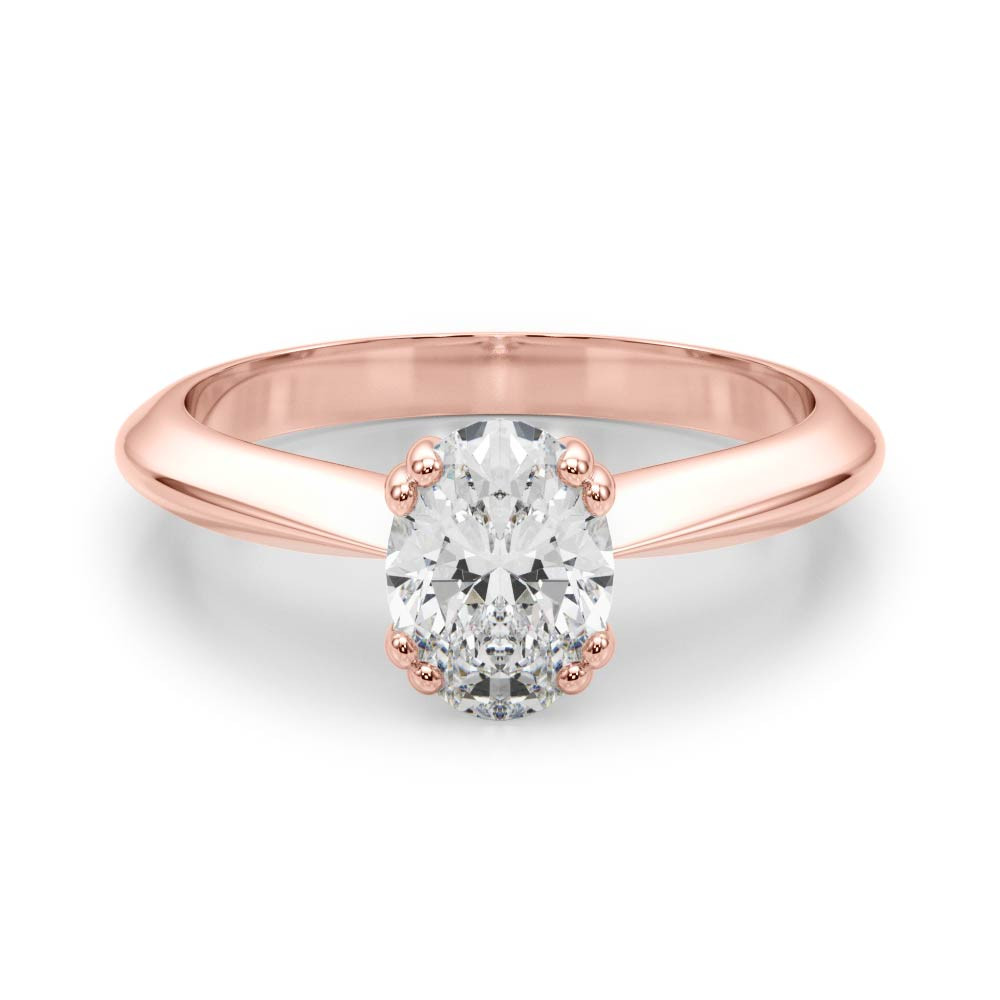 55913-Pink-2 Prong Set Engagement Ring, Solitaire Style, Oval Shape, in Rose Gold - 84959