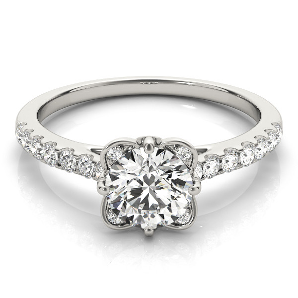 56105-White-2 Vintage Engagement Ring, Round Shape, in White Gold - 50957