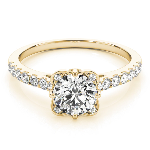 56105-Yellow-2 Vintage Engagement Ring, Round Shape, in Yellow Gold - 50957