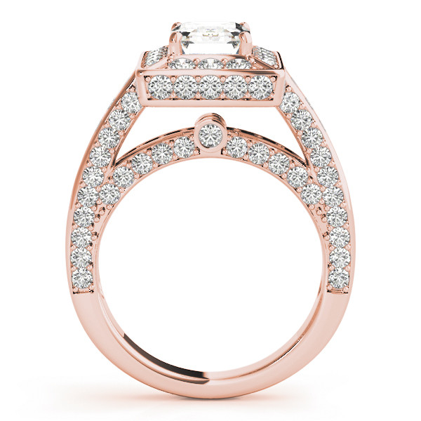 56262-Pink-1 Halo Engagement Ring, Emerald Shape, in Rose Gold - 84605