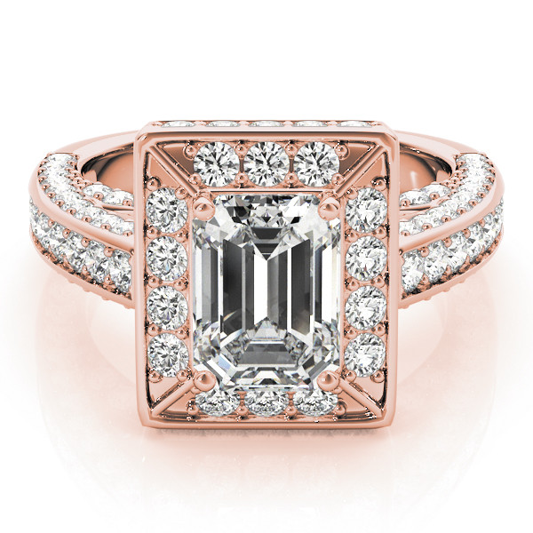 56262-Pink-2 Halo Engagement Ring, Emerald Shape, in Rose Gold - 84605