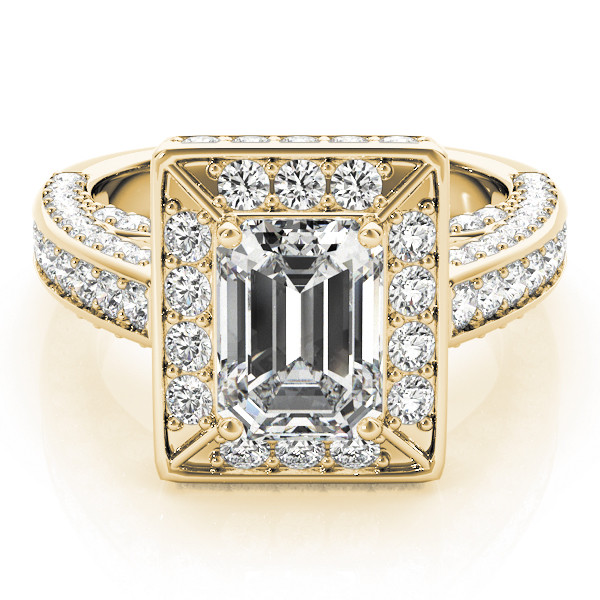 56262-Yellow-2 Halo Engagement Ring, Emerald Shape, in Yellow Gold - 84605