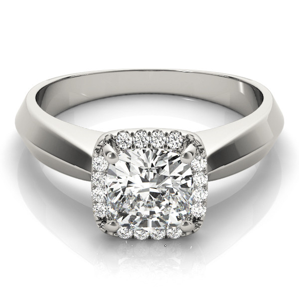 56291-White-2 Halo Engagement Ring, Cushion Shape, in White Gold - 84734