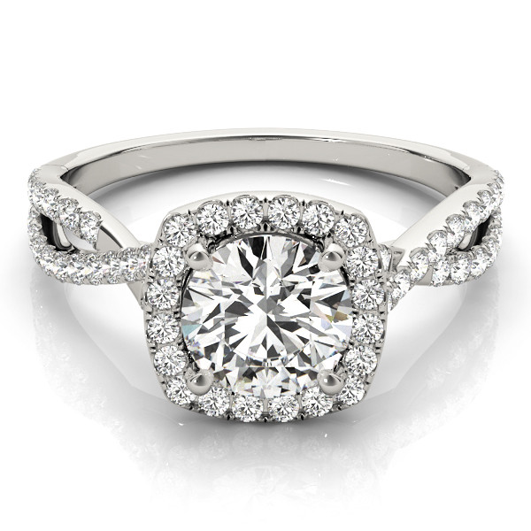 56340-White-2 Halo Engagement Ring, Round Shape, in Platinum - 84747
