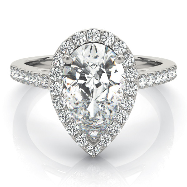 56341-White-2 Halo Engagement Ring, Pear Shape, in Sterling Silver - 84755