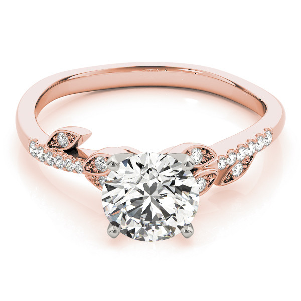 56350-Pink-2 Side Stone Engagement Ring, Round Shape, in Rose Gold - 84890