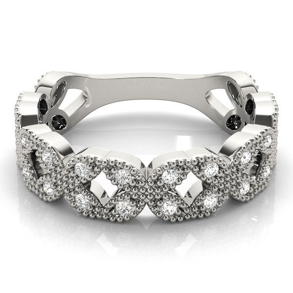 56539-White-2 Stackable Wedding Ring, in Platinum - 84982