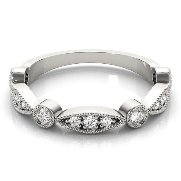 56551-White-2 Stackable Wedding Ring, in Platinum - 84994