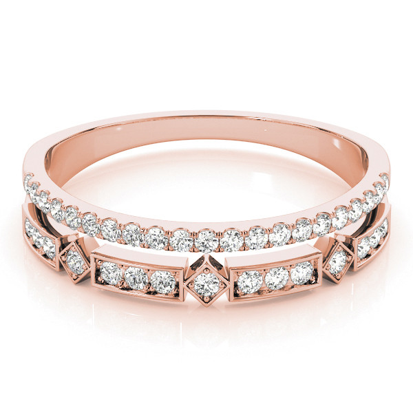 56611-Pink-2 Fashion Wedding Ring, in Rose Gold - 85018