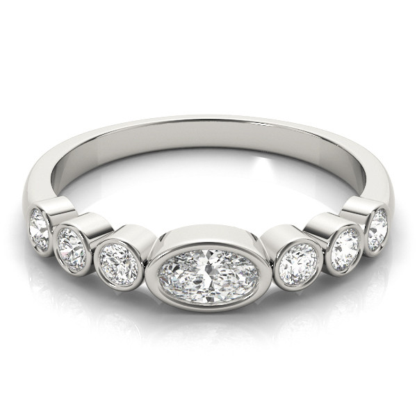 56625-White-2 Diamond Wedding Ring, Oval Shape, in Sterling Silver - 85039
