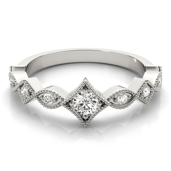 56629-White-2 Stackable Wedding Ring, Round Shape, in Platinum - 85045