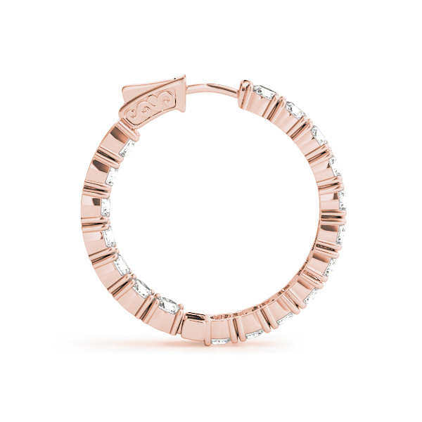 56796-Pink-1 4 Prong Set Hoop Earrings, Round Shape, in Rose Gold - 41007