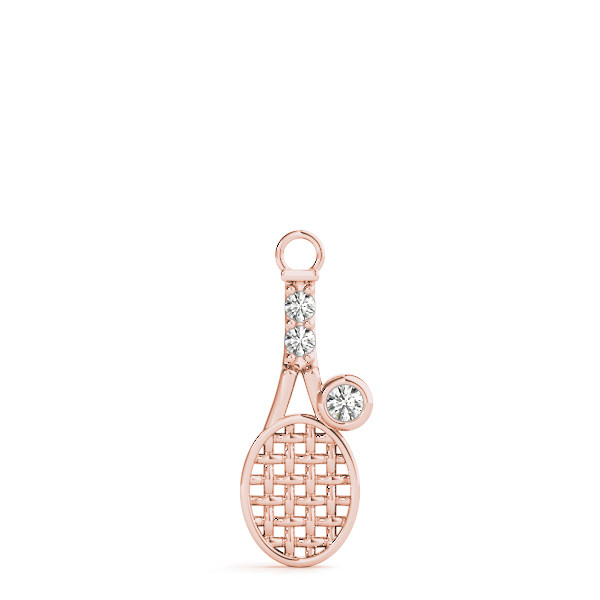 56825-Pink-2 Tennis Racket Charm Pendant, in Rose Gold - 32374