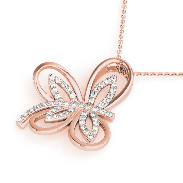 56831-Pink-1 Butterfly Diamond Pendant, in Rose Gold - 32407
