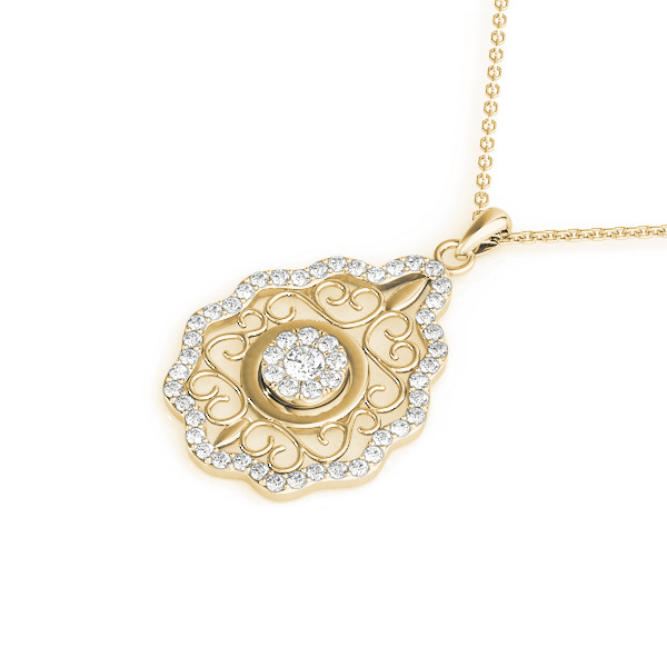 56833-Yellow-1 Diamond Decorative Pendant, Round Shape, in Yellow Gold - 32465