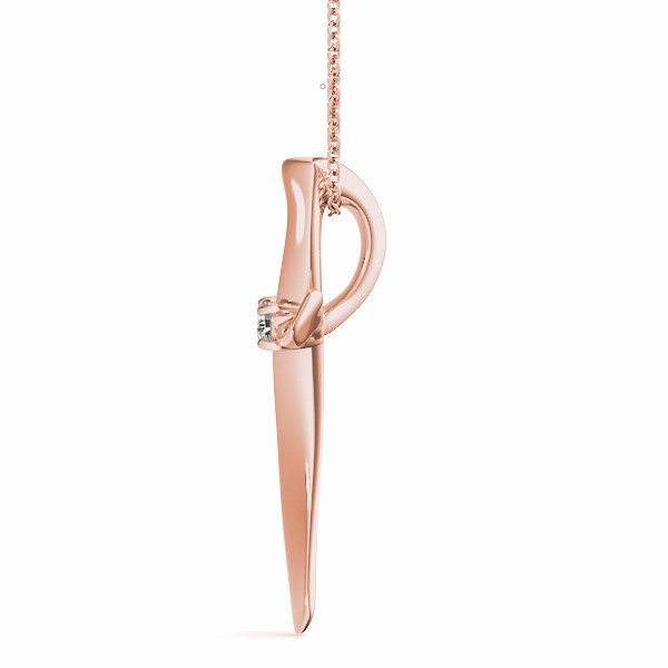 57387-Pink-1 Diamond Cross Pendant, in Rose Gold - 32391