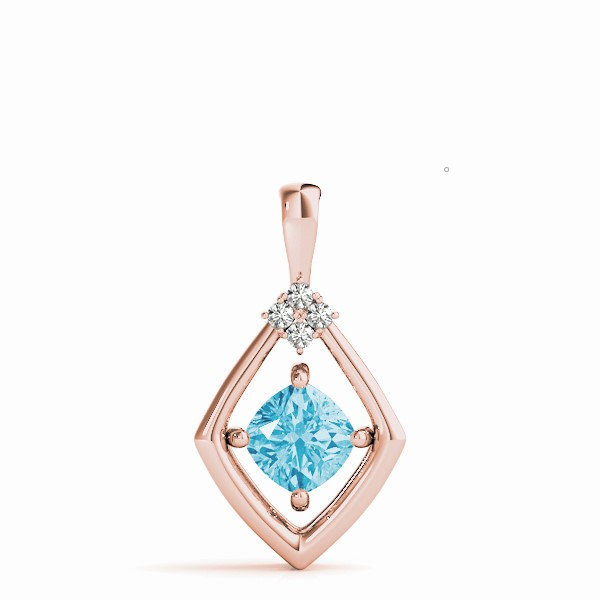 57388-Pink-2 Diamond Decorative Pendant, Cushion Shape, in Rose Gold - 32462