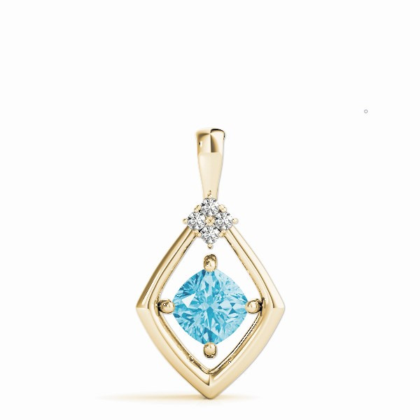 57388-Yellow-2 Diamond Decorative Pendant, Cushion Shape, in Yellow Gold - 32462