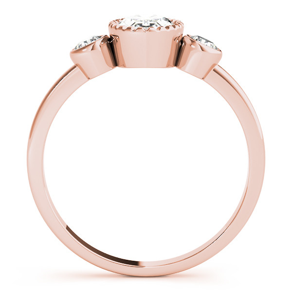 57410-Pink-1 Fashion Engagement Ring, Three Stone Style, Oval Shape, in Rose Gold - 85050