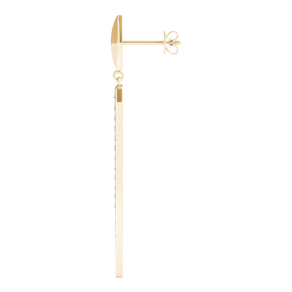 57556-Yellow-1 Diamond Dangle Earrings, in Yellow Gold - 41032