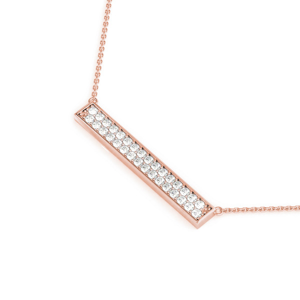 57880-Pink-1 Trapeze Bar Diamond Pendant, in Rose Gold - 32442
