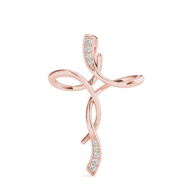 57885-Pink-2 Fashion Diamond Pendant, in Rose Gold - 32485
