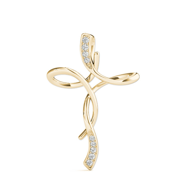 57885-Yellow-2 Fashion Diamond Pendant, in Yellow Gold - 32485