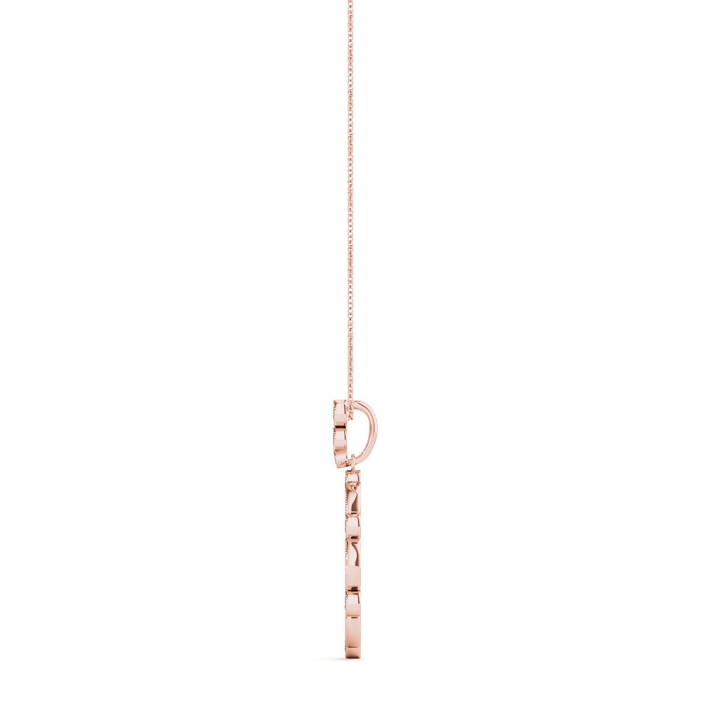 57935-Pink-1 Fashion Diamond Pendant, in Rose Gold - 32555